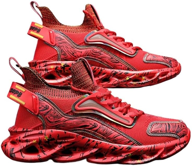 

Мужские модные кроссовки Повседневная спортивная обувь- круглый носок на круглом носке на круглом носке для резиновой подошвы и тканевой стельки- спортивная обувь для повседневной ношения и спортивных занятий Hhhchpm, красный