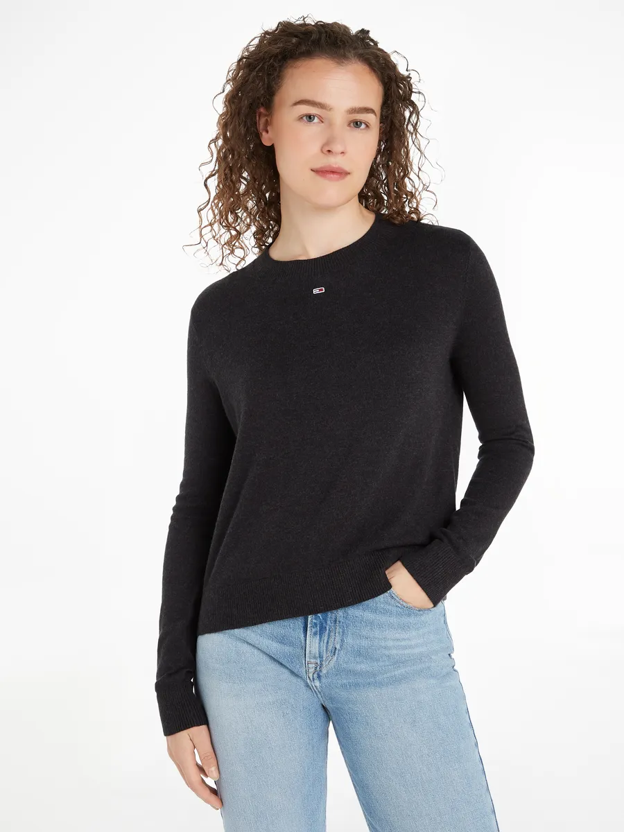 

Вязаный свитер Tommy Jeans "TJW ESSENTIAL CREW NECK SWEATER" с вышитым логотипом, черный