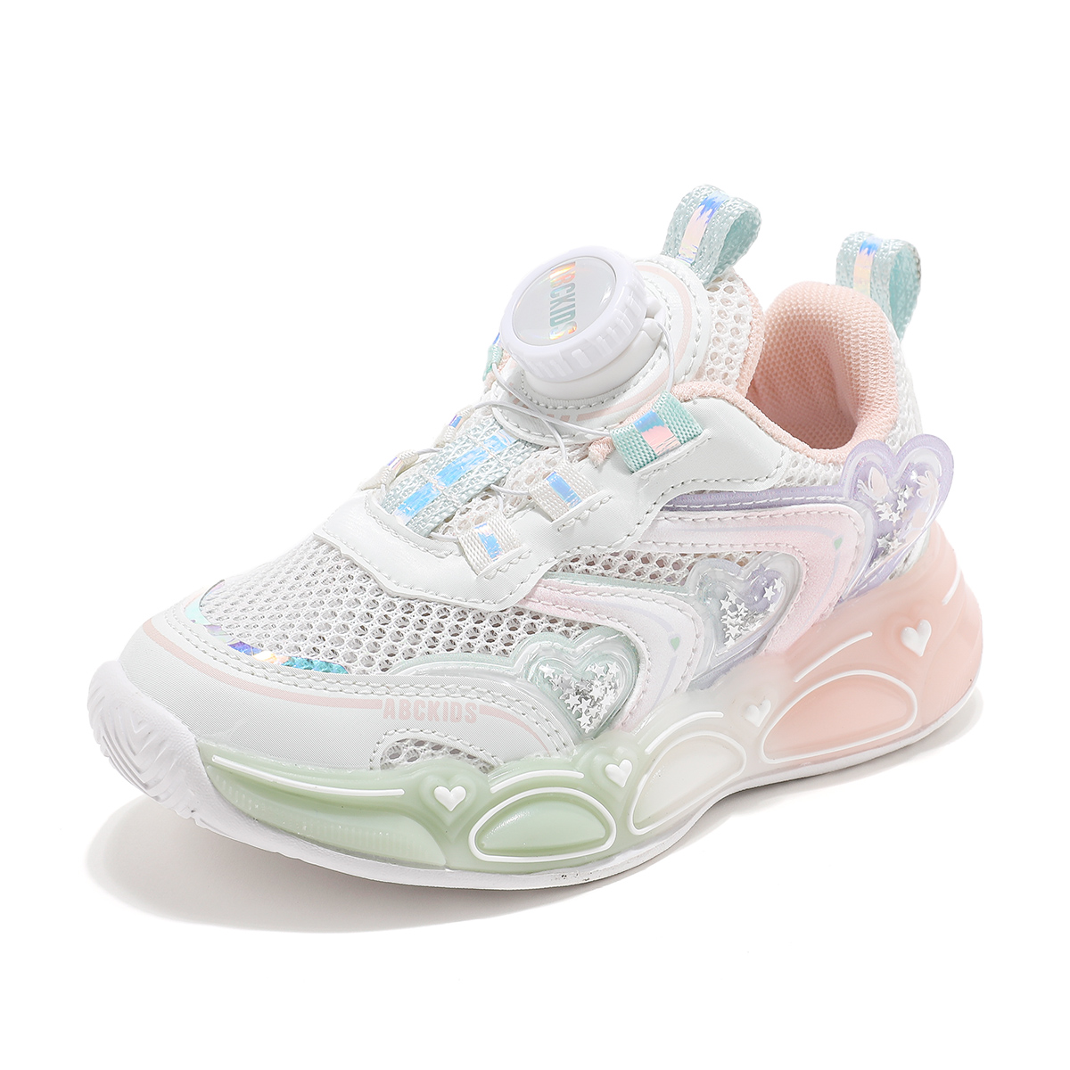 

Нескользящие, легкие, амортизирующие и дышащие, низкие повседневные кроссовки для детей ABC KIDS, белый/розовый