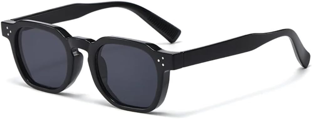 

Квадратные солнцезащитные очки для мужчин в стиле панк, двухцветные, с защитой от УФ-излучения UV400, ретро, ​​с заклепками, модные женские очки с прозрачными линзами в оправе TVTBBVV, Black