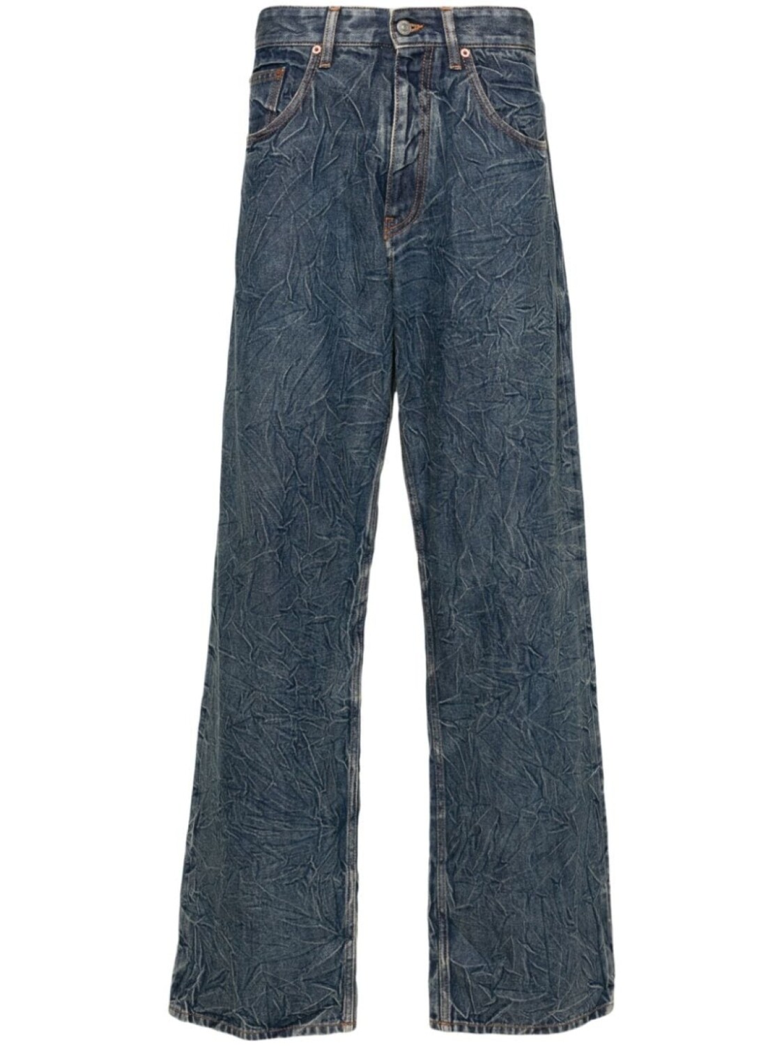 

MM6 Maison Margiela джинсы прямого кроя с эффектом потрескавшихся тканей, синий
