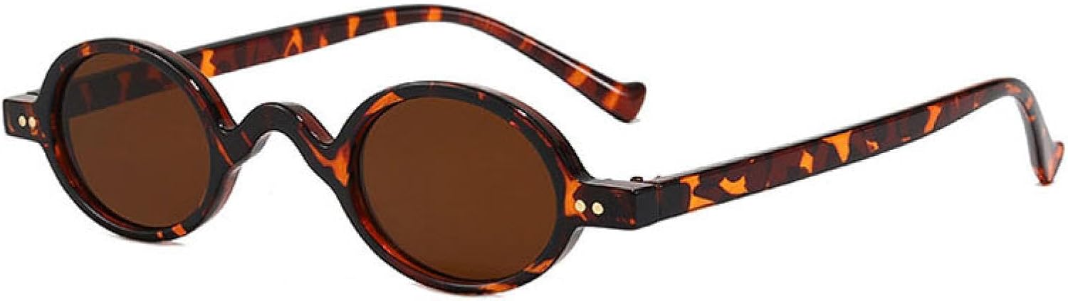 

Модные маленькие круглые солнцезащитные очки для женщин, классический винтажный стиль, стимпанк, мужские солнцезащитные очки, защита от УФ-излучения овальной формы VVTWSSW, Leopard Tea