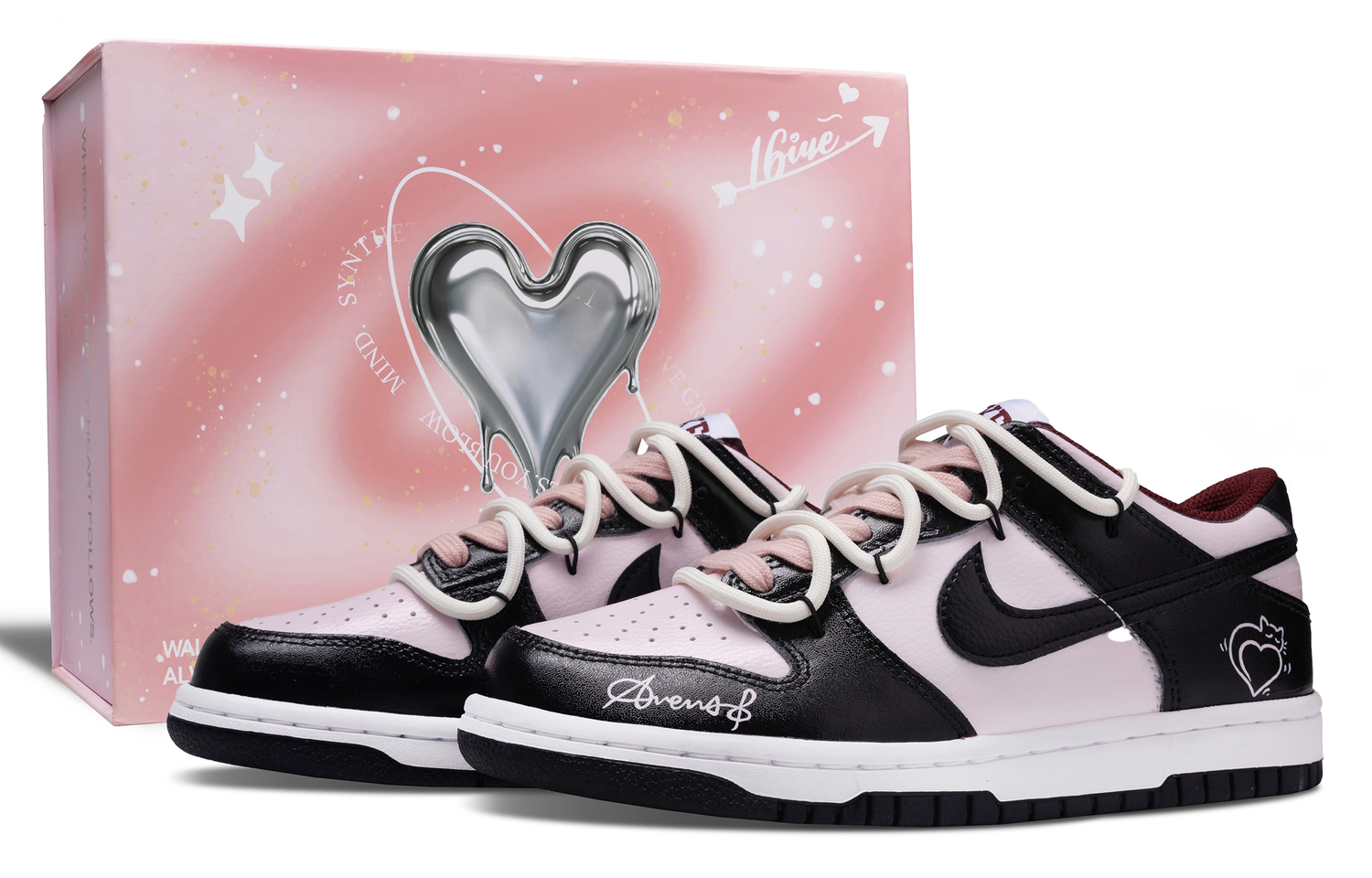 

Nike Кроссовки для скейтборда dunk heartbeat moment captured slip resistant с амортизацией, низкие, черные и розовые, для детей