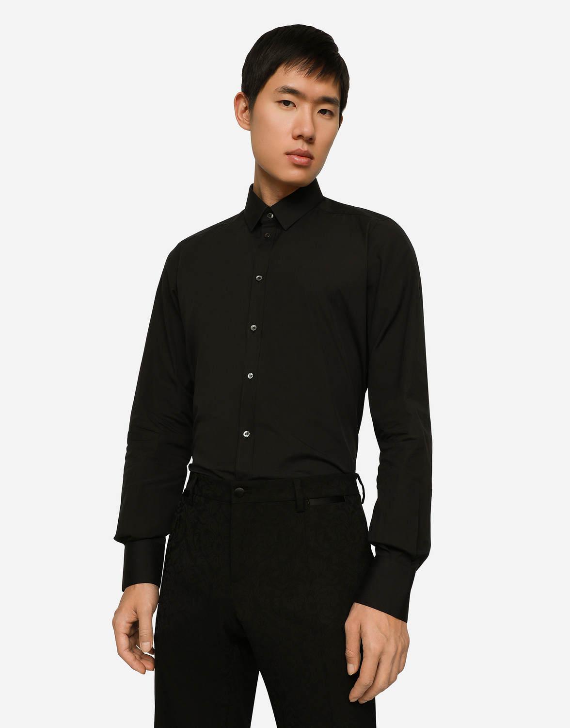 Рубашка из хлопка кроя "gold fit" Dolce & Gabbana, черный — фото 4