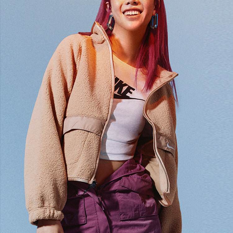 Куртка (WMNS) AS W Nike Sportswear ESSNTL SHRPA JKT Jacket HEMP DO7761-200 — фото 4