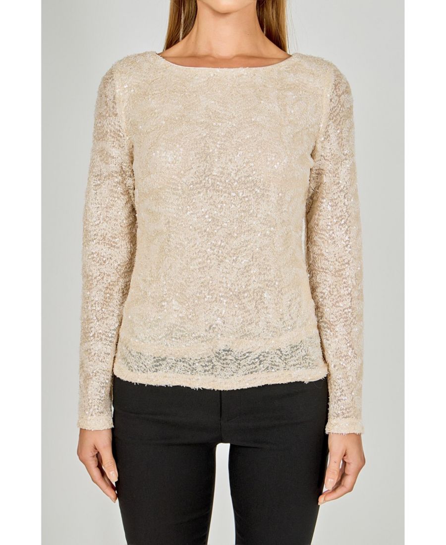 

Женский топ с вырезом-лодочкой, украшенный пайетками endless rose, Nude