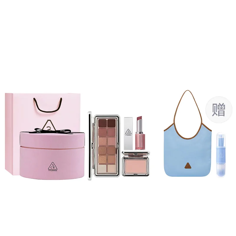 3CE Набор теней для век Full Of Love Box 12 цветов, румяна, матовая помада в тюбике, [Gift Box Set]Apricot Pink Plate+Pastel Pink+Semi-Ripe Watermelon Flesh Color