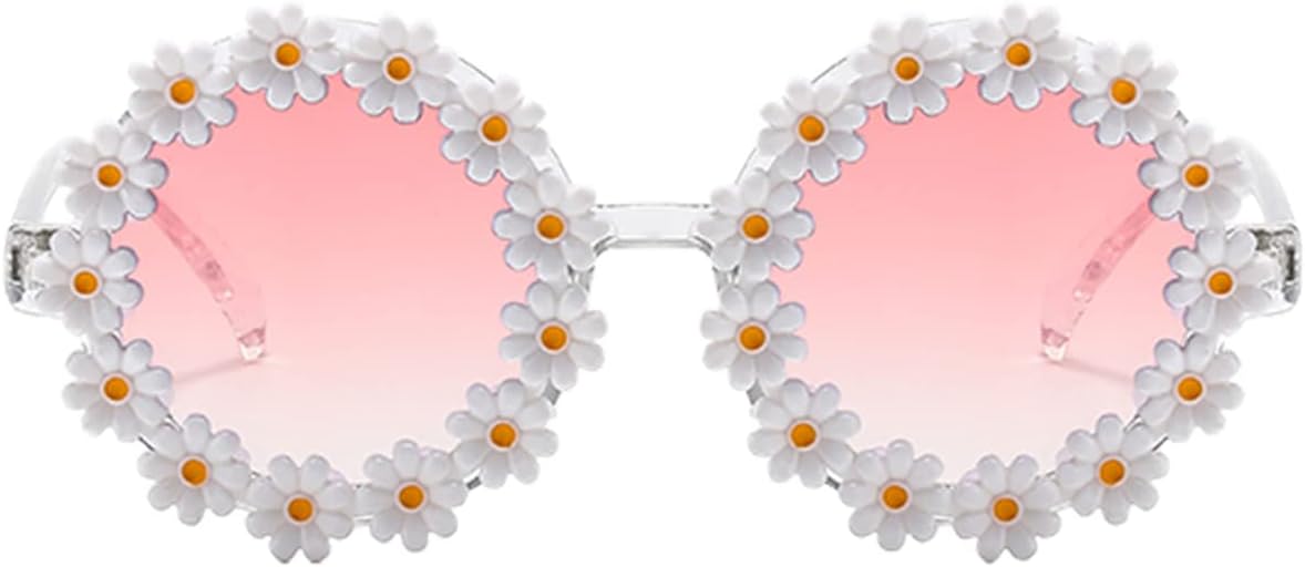 

Солнцезащитные очки Dollger Daisy для женщин, круглые, с цветочным рисунком, модные, для рейв-вечеринок, дискотек, фестивалей, ретро, ​​подарок для девушек…, Daisy Pink Lens
