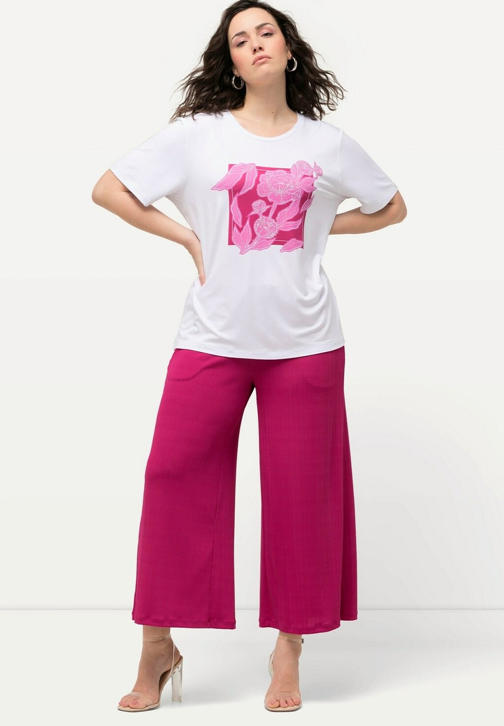 

Брюки CULOTTE, STRUCTUUR, KUITLANG, RECHTE PIJPEN, ELASTISCHE BAND Ulla Popken, розовый
