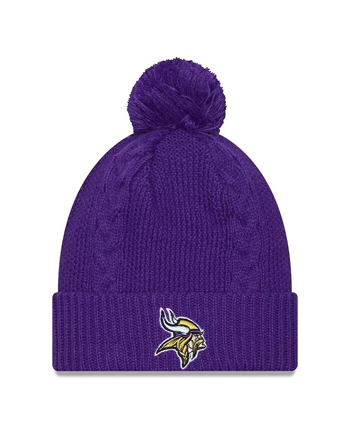 

Женская фиолетовая шапка Minnesota Vikings с манжетами и помпоном New Era