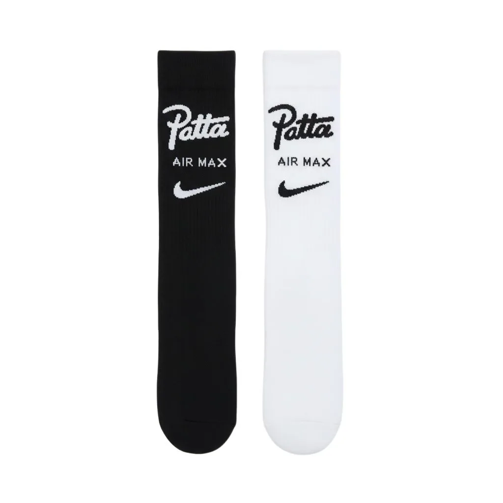Носки Patta Crew, 2 пары Nike, Black White-2 Pack