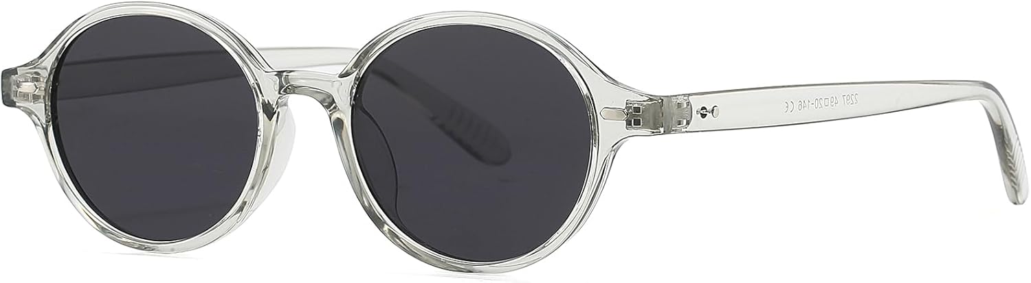 

Ретро овальные солнцезащитные очки для женщин и мужчин, модные круглые солнцезащитные очки для маленького лица в винтажном стиле 90-х с защитой UV400 YouthMall, Clear Grey/Grey