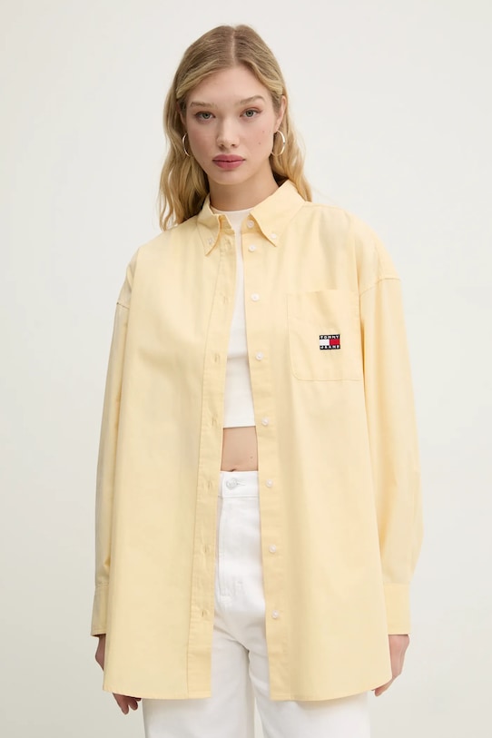 

Хлопковая рубашка Tommy Jeans, желтый