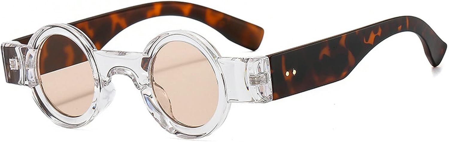 

Популярные модные маленькие круглые солнцезащитные очки для женщин в стиле ретро-панк, солнцезащитные очки UV400 для мужчин, прозрачные линзы Ocean, модные солнцезащитные очки с заклепками mincl, Clear&champagne