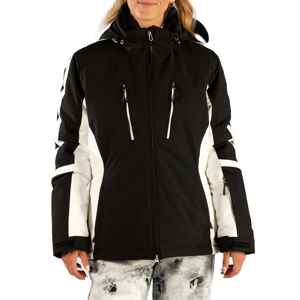 

Утепленная горнолыжная куртка Karbon Dispersion (женская) - зима 2025 года, Black/Arctic White