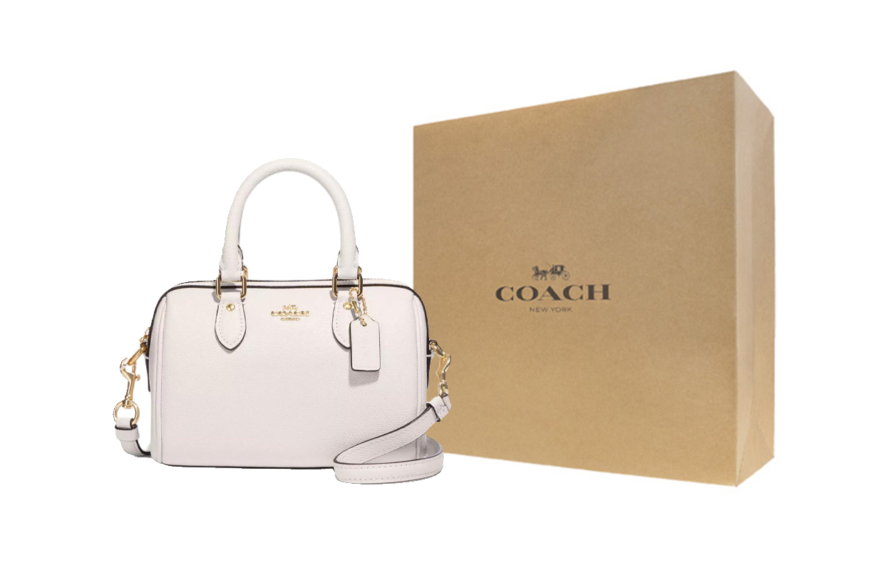 

COACH Rowan Recycled Leather Handbag, Shoulder Bag, Crossbody Bag Small Women's White