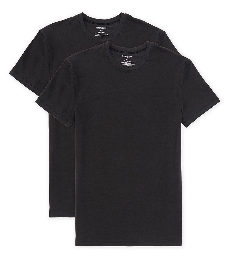 

Набор из 2 хлопковых футболок с короткими рукавами Tommy John Cool Modern Fit, черный