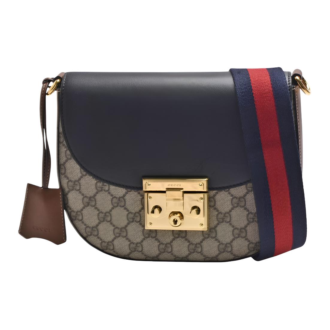 Женская холщовая сумка кросс-боди GUCCI, бежево-черная — фото 2