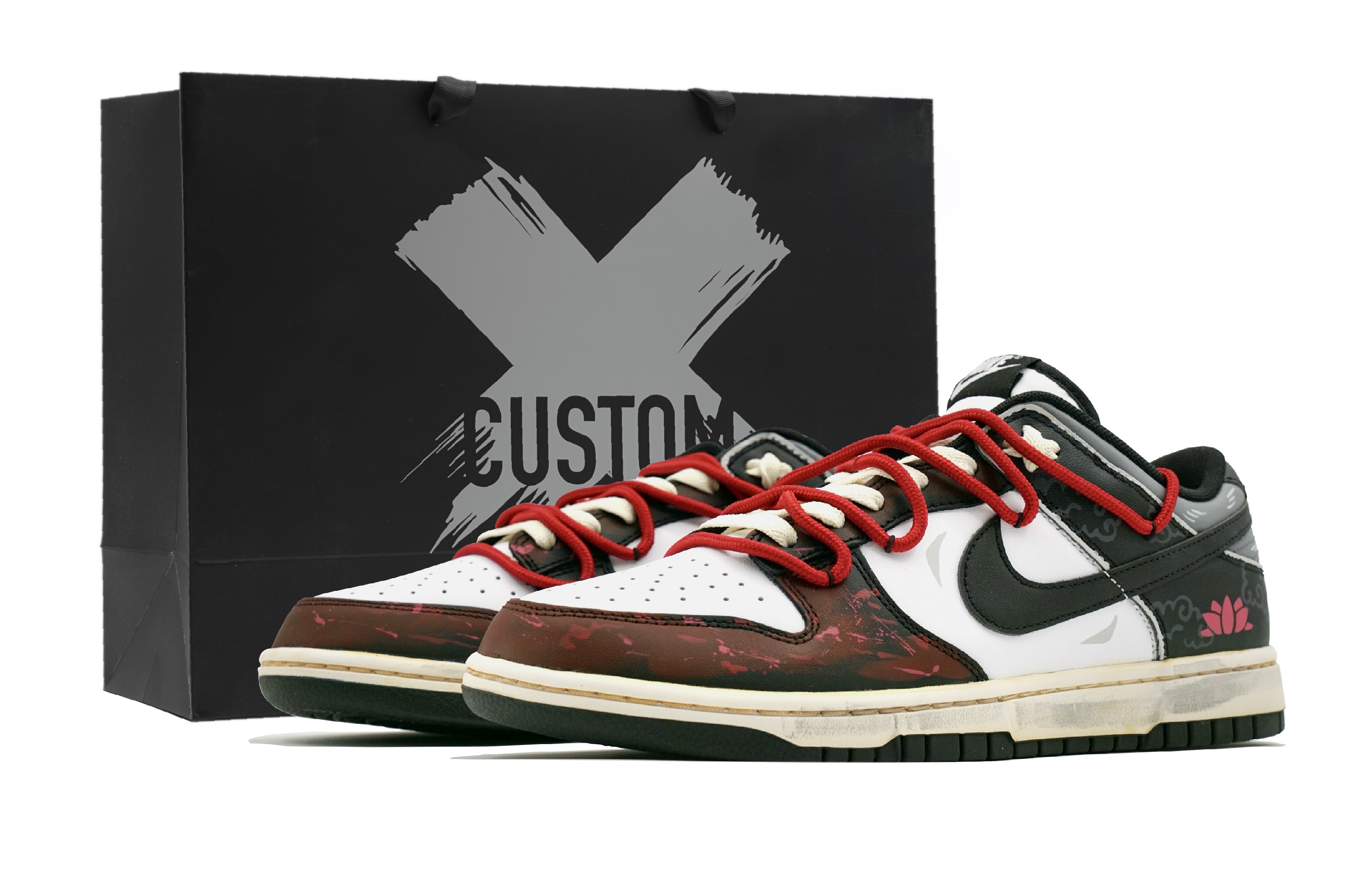 

Nike Кроссовки для скейтбординга Dunk Dark Lotus Sole с антискользящей подошвой, износостойкие, низкие, мужские, черно-красные