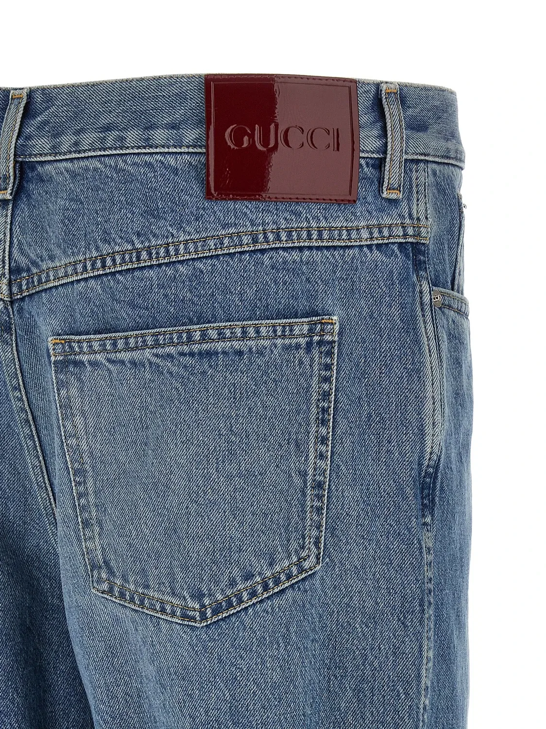 Джинсы из денима с эффектом délave GUCCI, синий — фото 4