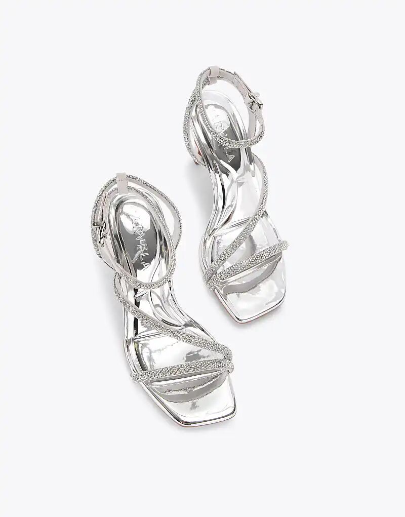 Босоножки на каблуке Carvela Paparazzi серебристого цвета — фото 2