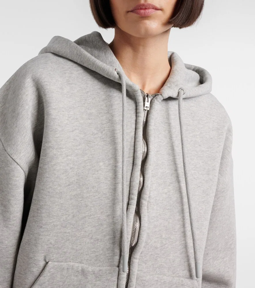 Толстовка на молнии из хлопкового флиса Faye Acne Studios, серый — фото 4