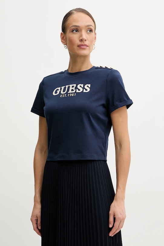 

Хлопковая футболка Guess, темно-синий