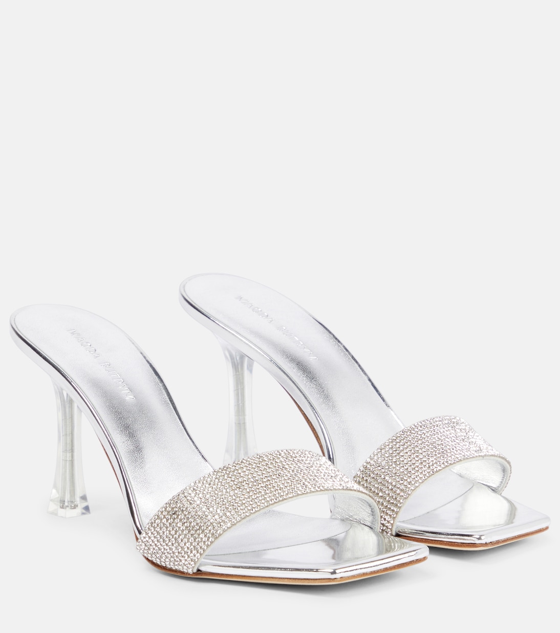 Мюли из ПВХ с отделкой из кожи и декоративными элементами Magda Butrym, Silver Strap