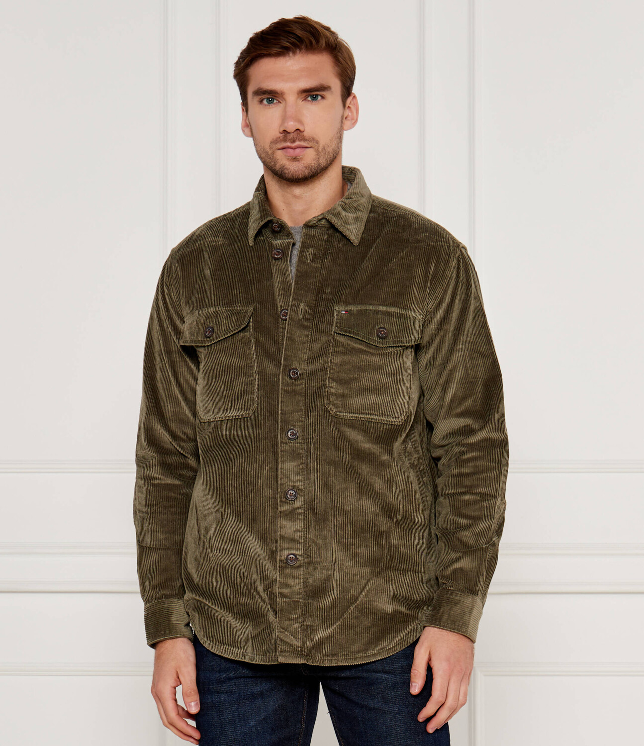 

Рубашка Tommy Hilfiger Loose fit, оливково-зеленый