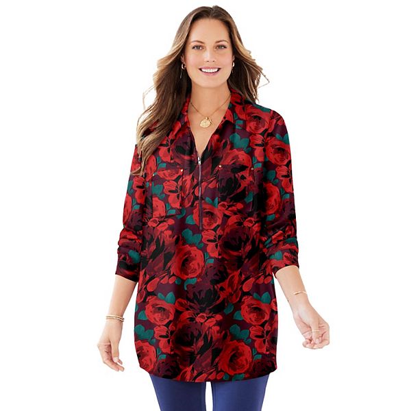 

Женская футболка-туника Breezeway с полумолнией plus size petite Catherines, Red Watercolor Floral, Красный, Женская футболка-туника Breezeway с полумолнией plus size petite Catherines, Red Watercolor Floral