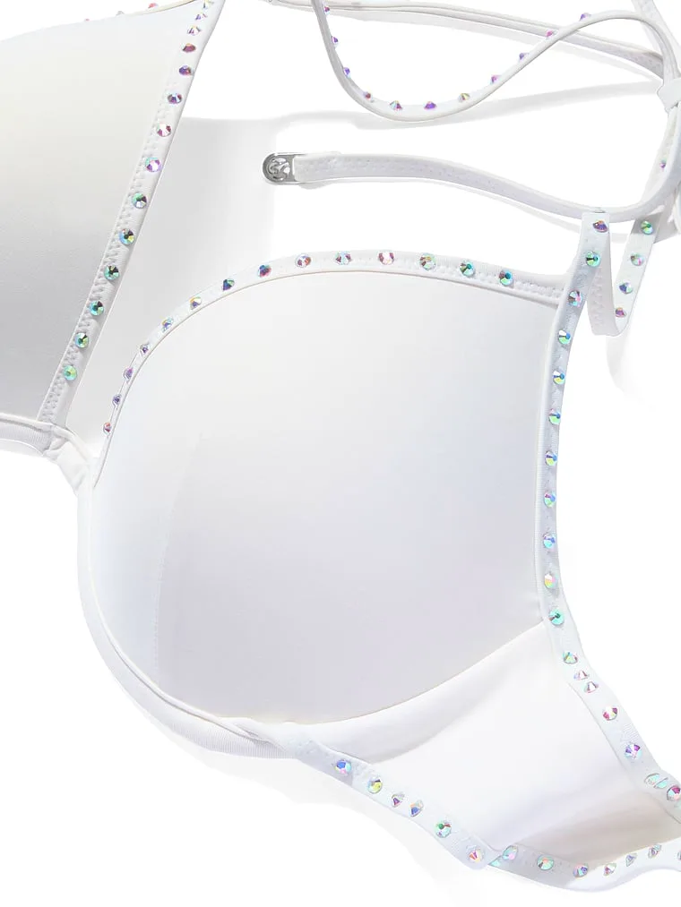 Топ от бикини Victoria'S Secret Swim, свадебный, пуш-ап, завязки на шее, белый — фото 4