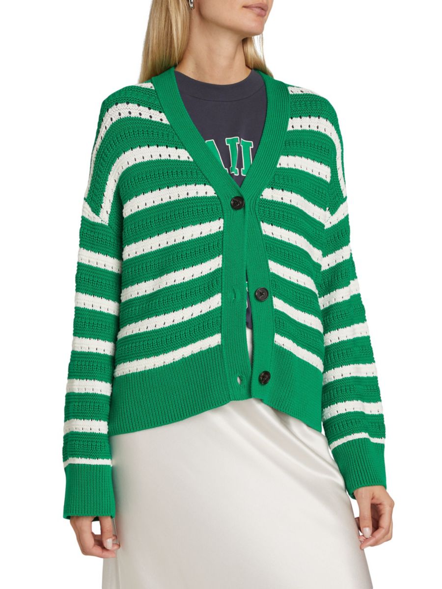

кардиган из хлопка в полоску Geneva Pointelle Rails, цвет Kelly Stripe
