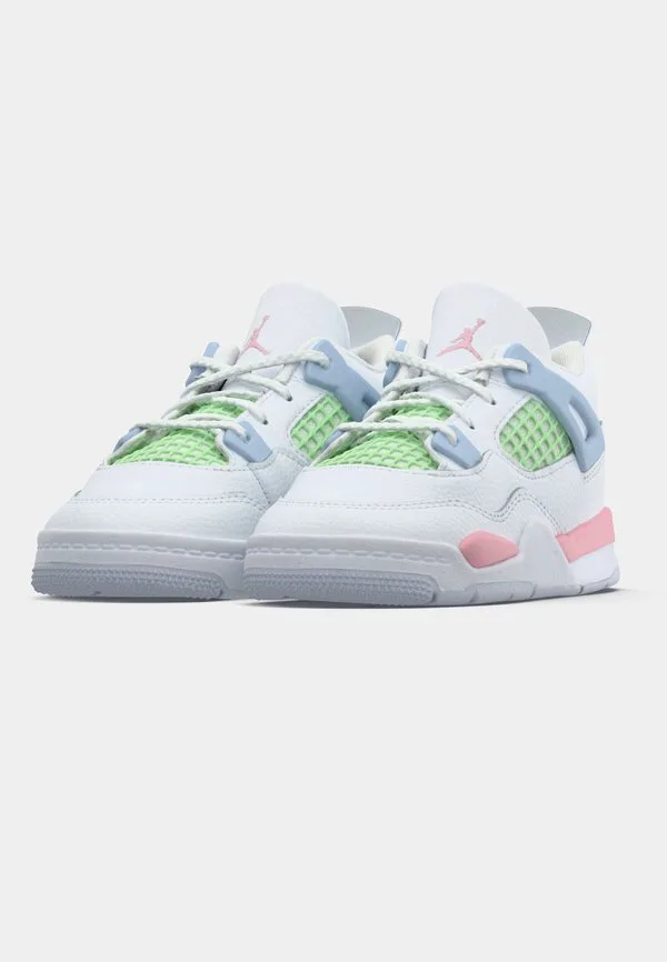 Кроссовки jordan 4 retro унисекс Jordan, White/Med Soft Pink/Half Blue/Vapor Green — фото 3