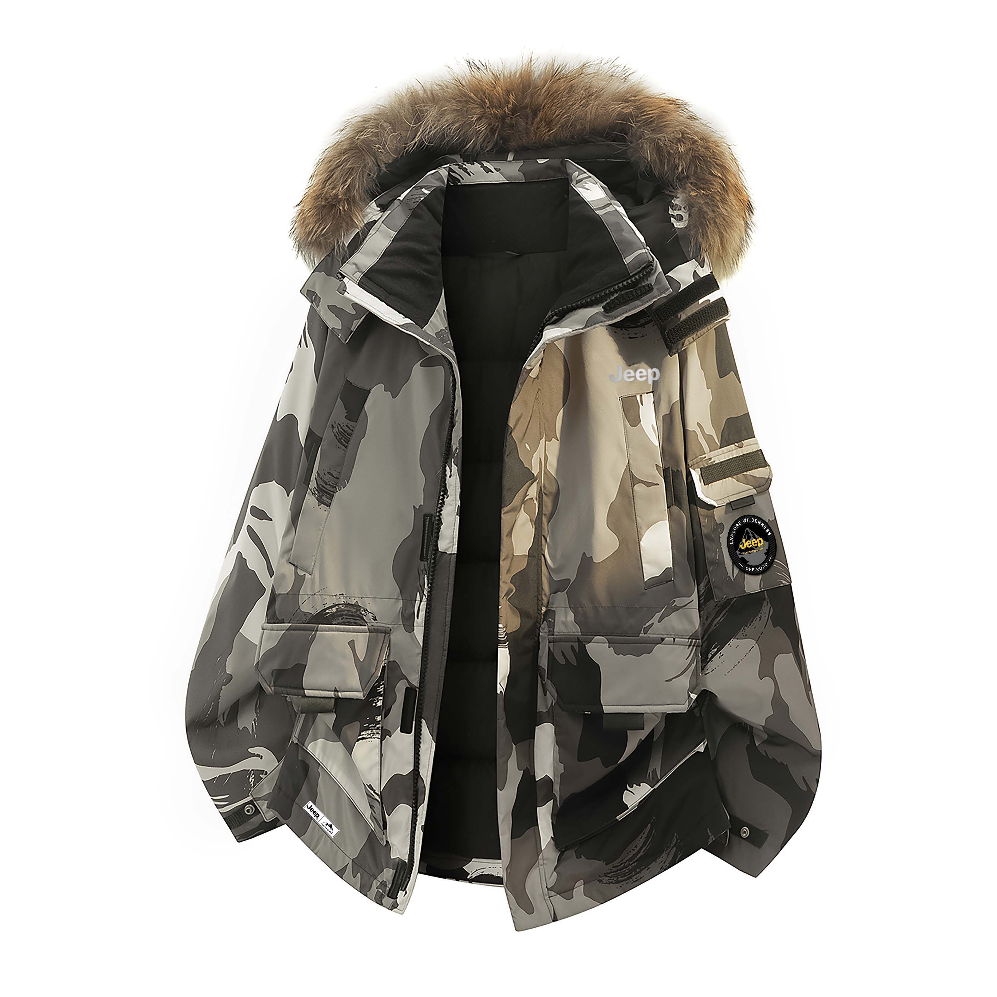 

Пуховик Unisex Thickened Others Jeep, camouflage черный