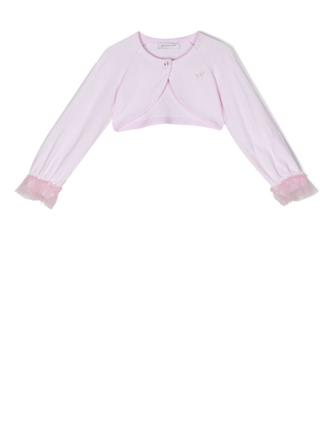 

Monnalisa cropped embellished tulle-cuff cardigan, розовый