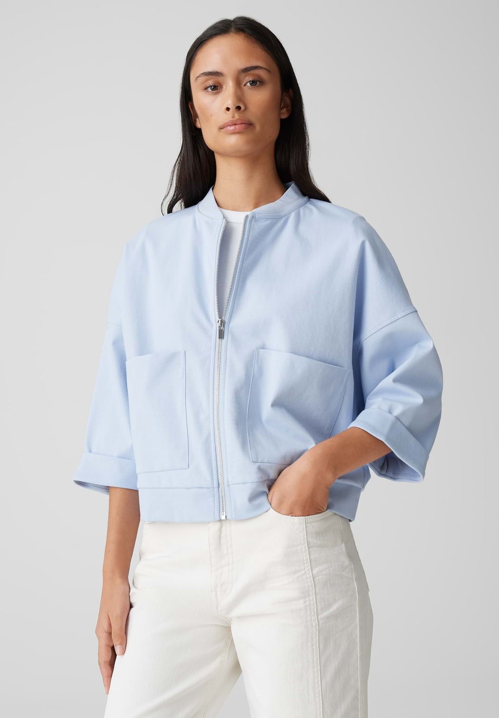 

Толстовка на молнии LOOSE FIT OVERCUT 3/4 SLEEVE OPUS, светло-голубой