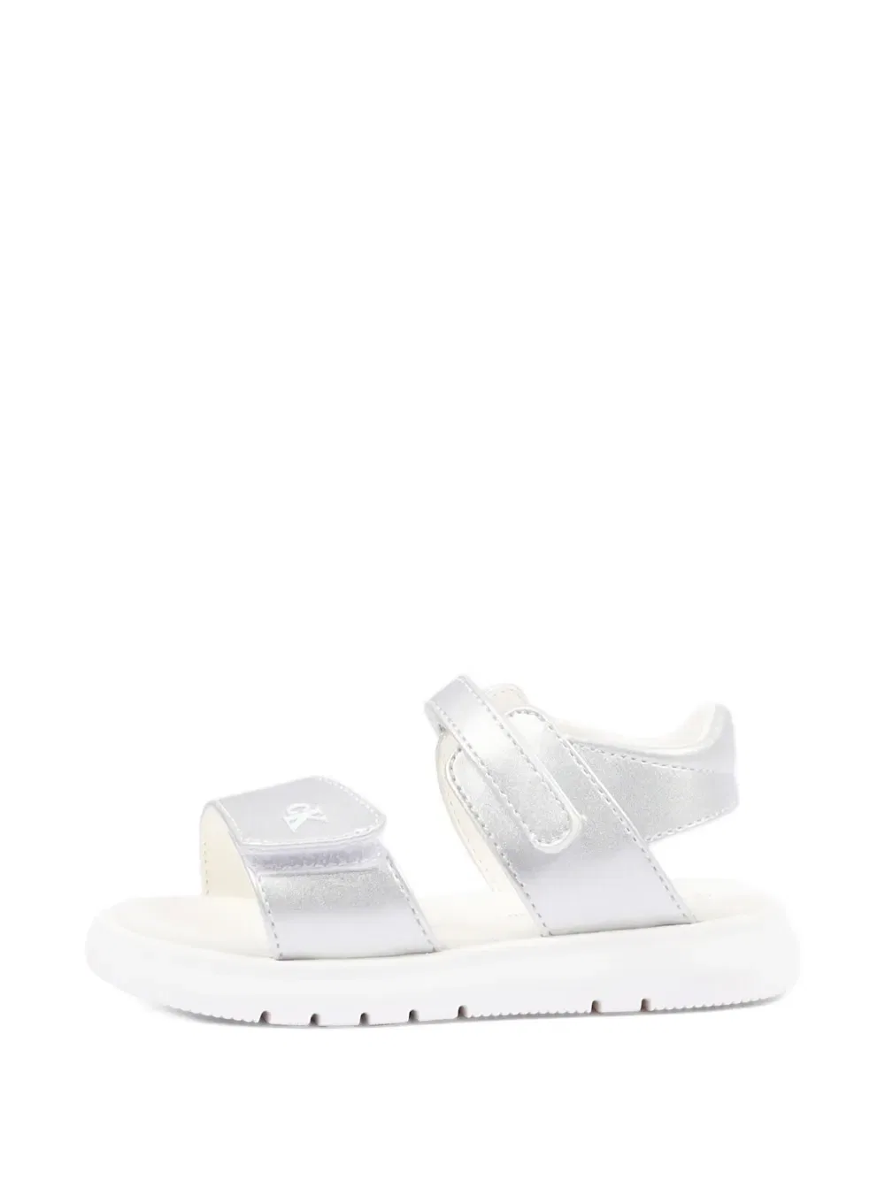 Сандалии с логотипом и надписями Calvin Klein Kids, серебро — фото 3