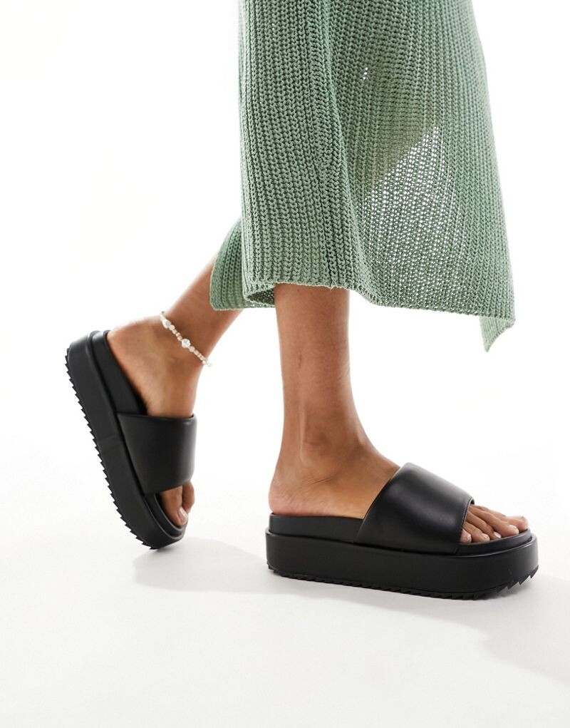 

Черные сандалии на плоской платформе ASOS DESIGN Festival