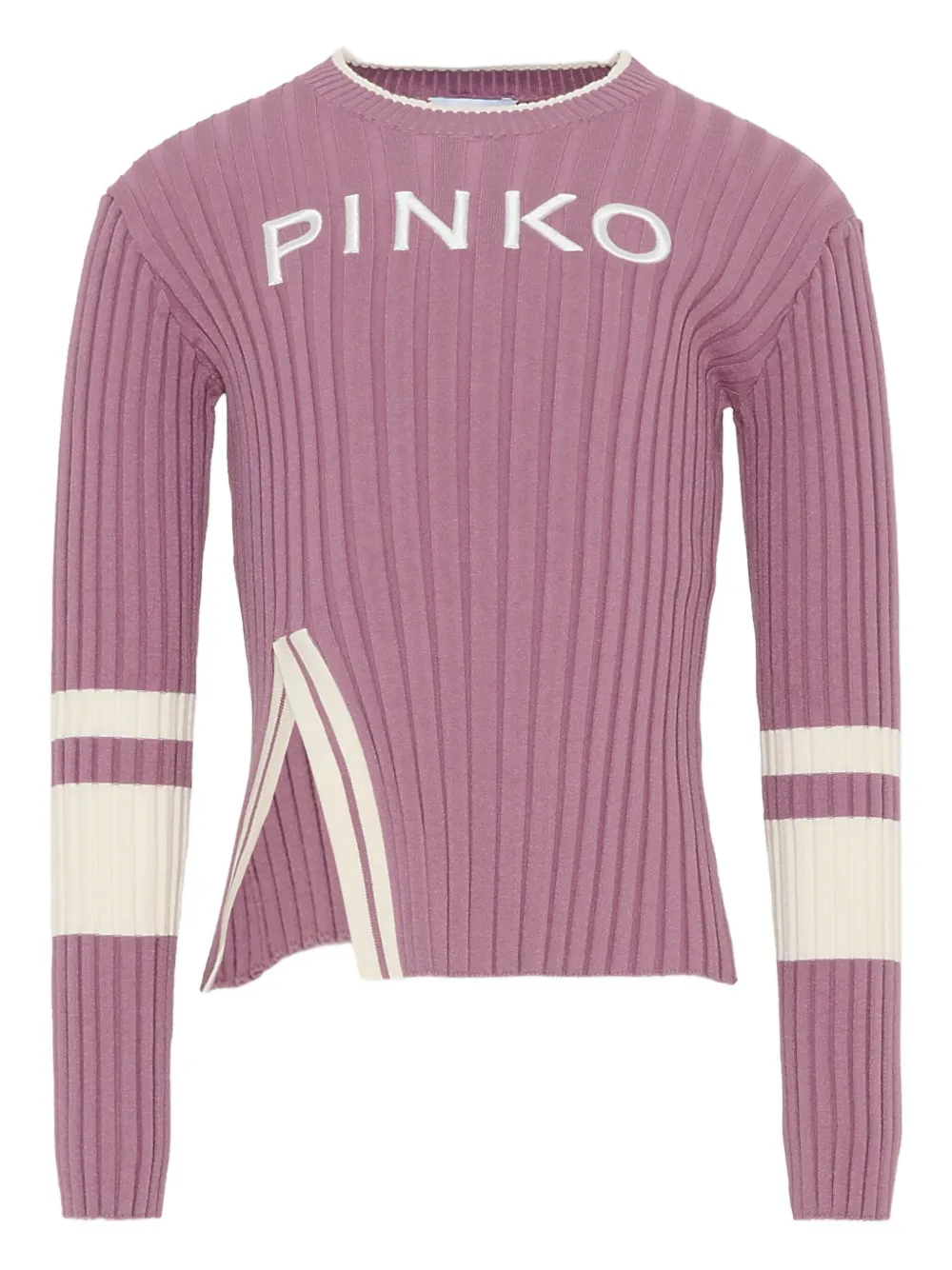 

Вязаный свитер с вышитым логотипом Pinko Kids, розовый