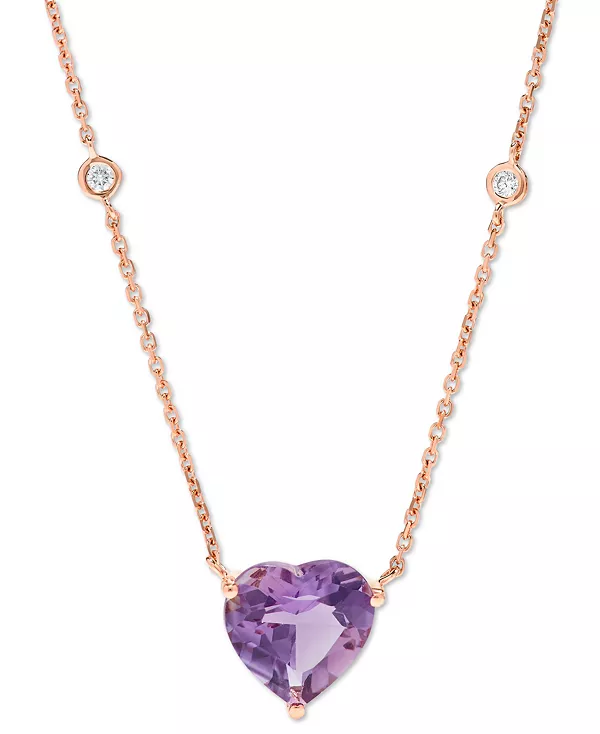 

Ожерелье с подвеской 17 дюймов из 14-каратного розового золота с аметистом (3 карата) и бриллиантом (1/10 карата) Macy'S, amethyst