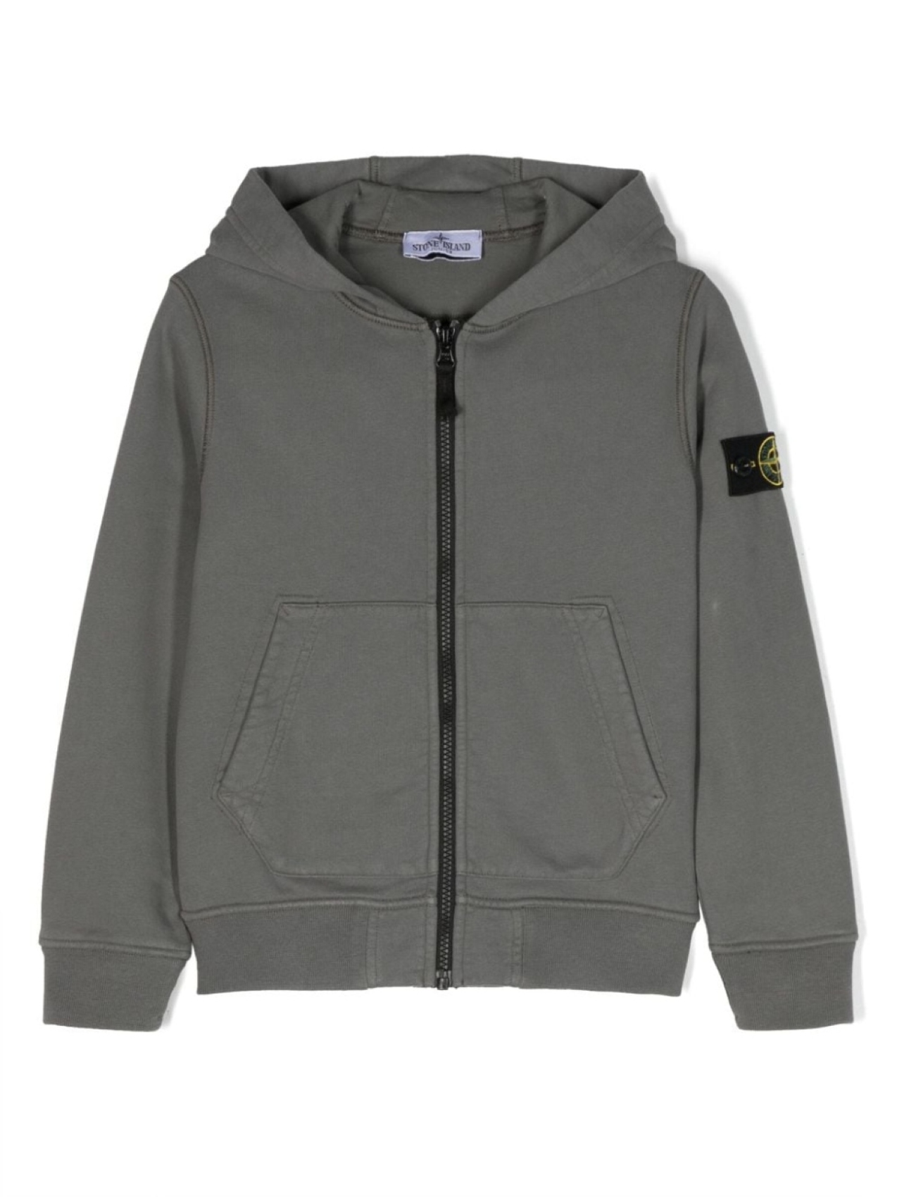 

Stone Island Junior худи на молнии с нашивкой Compass, серый