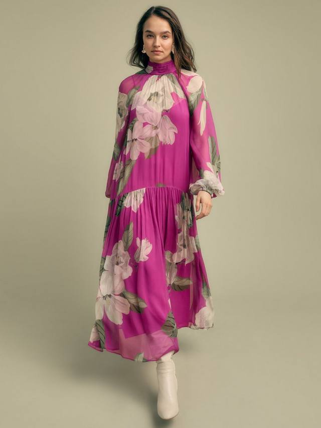 

Платье миди Oriental Bloom с ярусами и завязкой на шее FLORERE, Multi