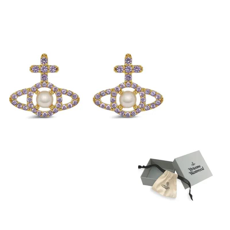 

Vivienne Westwood Серьги-гвоздики с фиолетовым бриллиантом и золотом для женщин Pearl