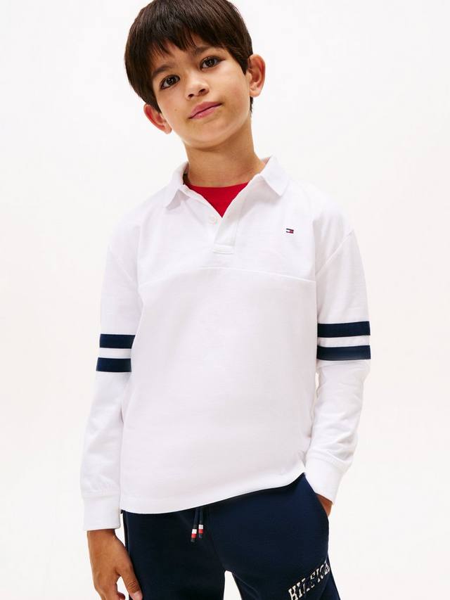 

Детская хлопковая поло с длинными рукавами Tommy Hilfiger, White