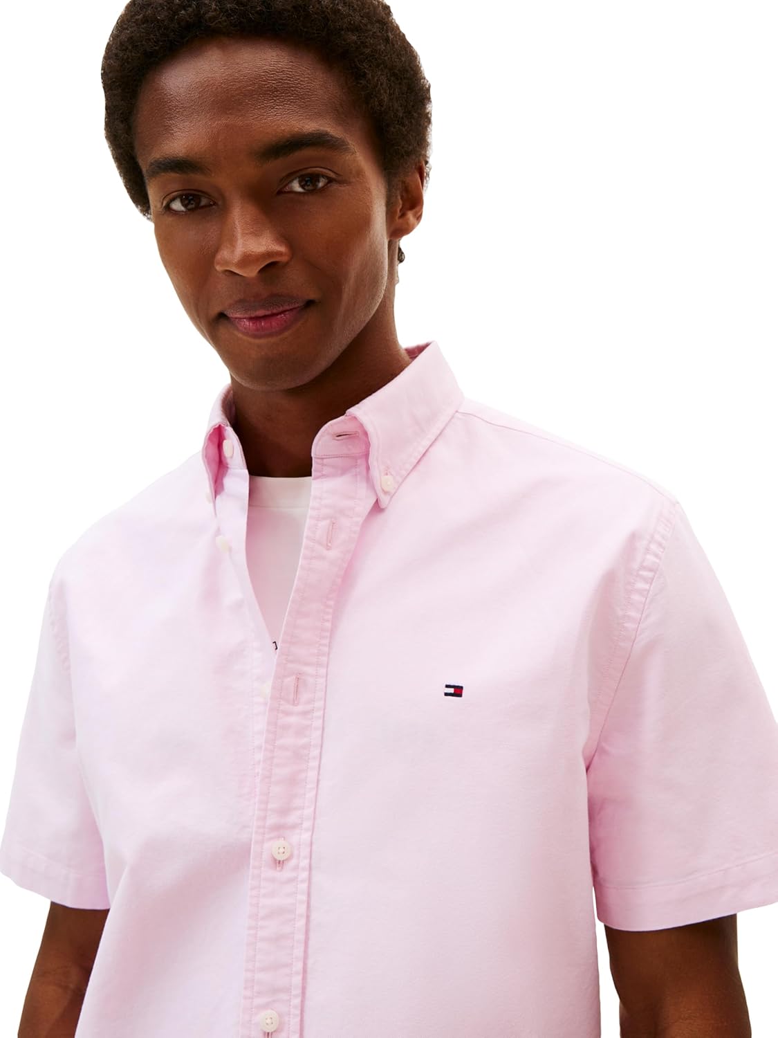 Рубашки оксфорды Tommy Hilfiger Men's с коротким рукавом, классический крой, мужские рубашки на пуговицах, Rose Petal — фото 2