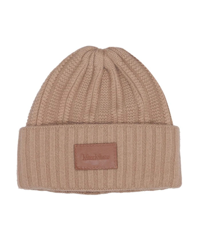 

Кашемировая шапка верблюжьего цвета с английским ребристым узором. Max Mara, коричневый