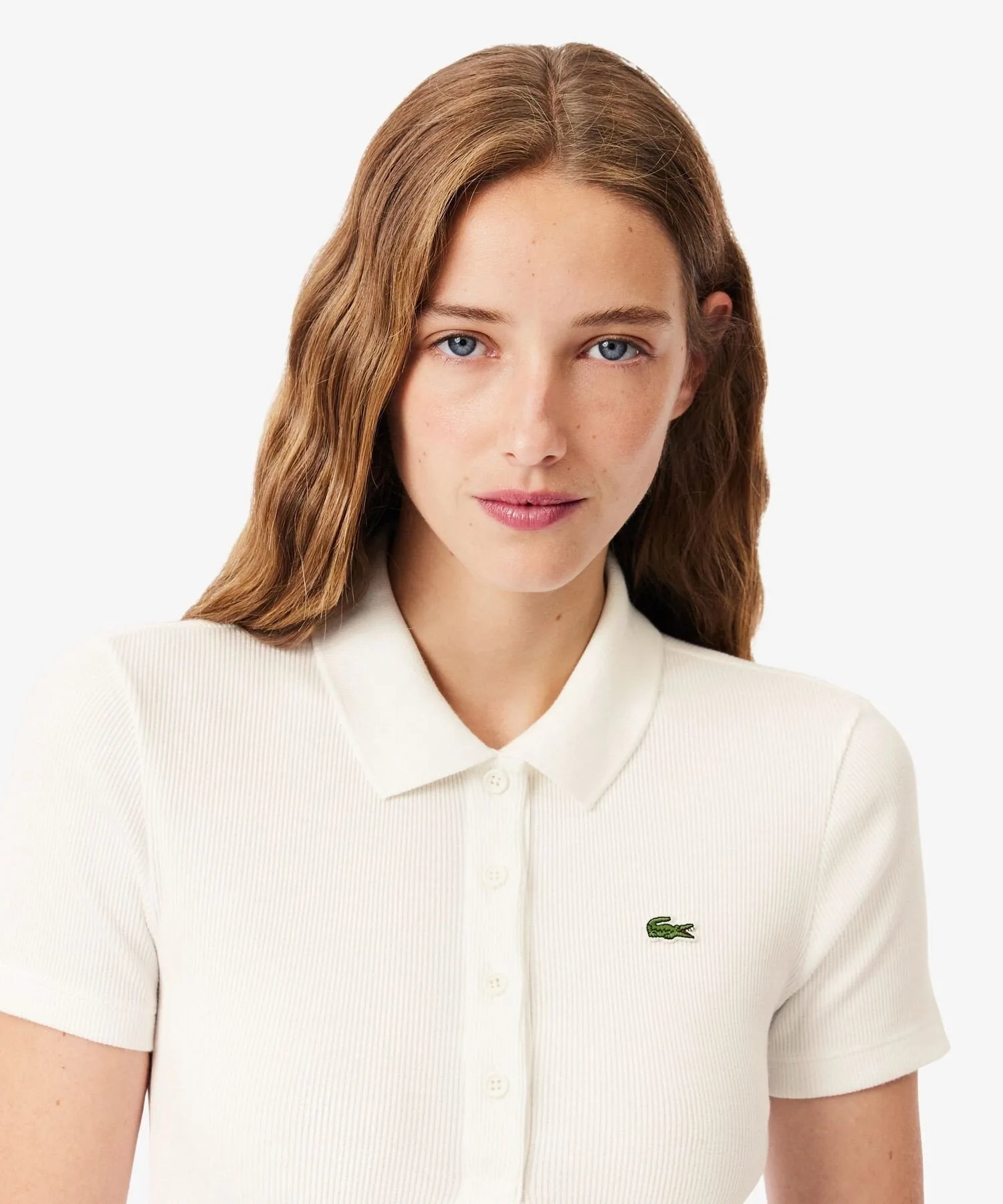 Рубашка поло LACOSTE из ребристой вязки, White — фото 2