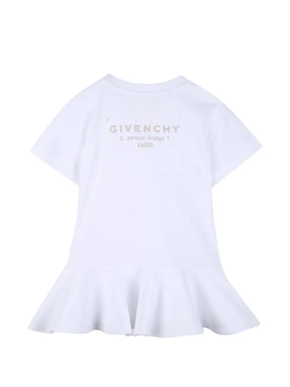 Хлопковое платье с оборками и логотипом Givenchy Kids, белый — фото 2