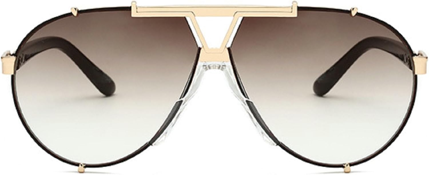 

Ретро-стильные солнцезащитные очки-пилот для женщин и мужчин, винтажные очки 90-х, стильные солнцезащитные очки в крупной металлической оправе, овальные очки mincl, Brown