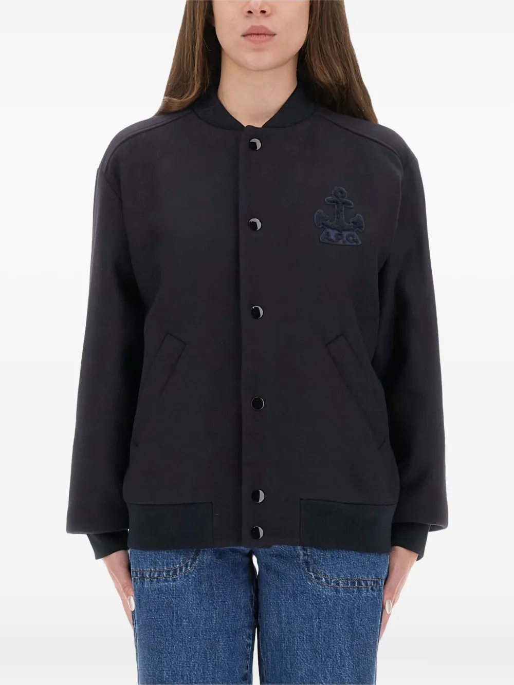 

Пиджак с вышивкой и пуговицами A.P.C., синий